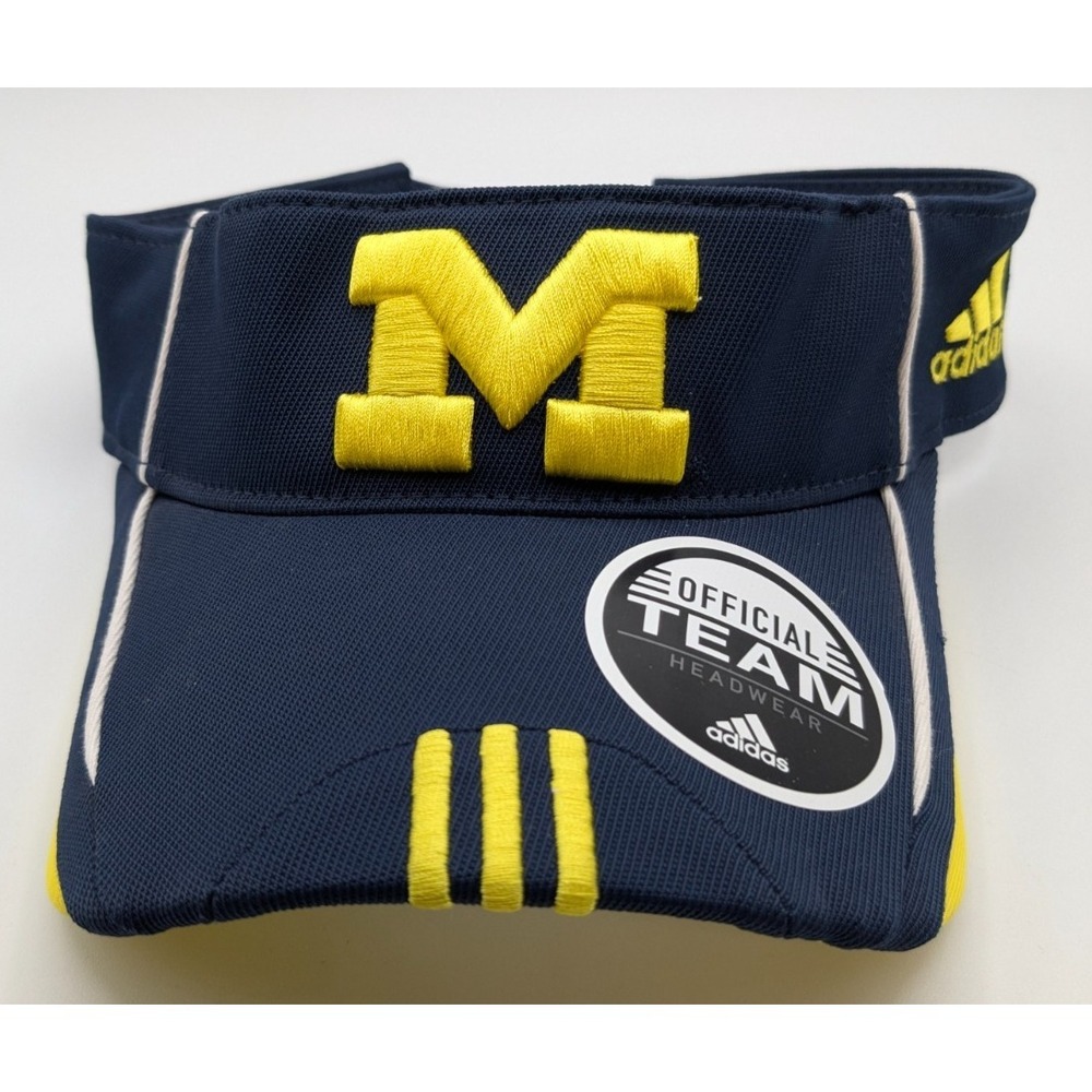 Michigan Wolverines Hat Cap Visor Adidas Strap Back Adjustable New Football Mens